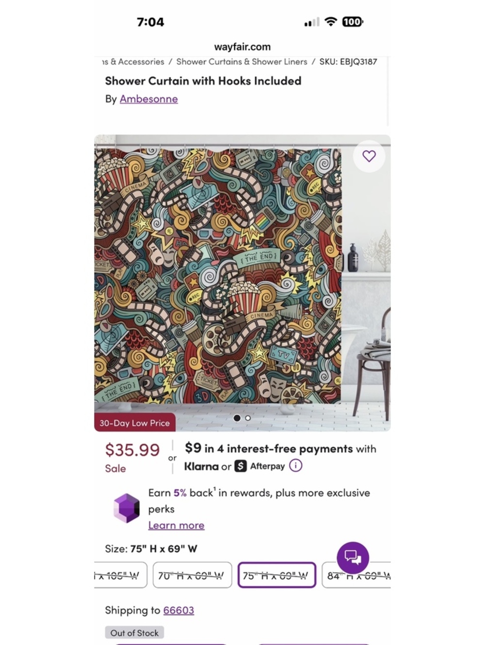 Ambesonne Cinema-Themed Shower Curtain with Hooks Included,
